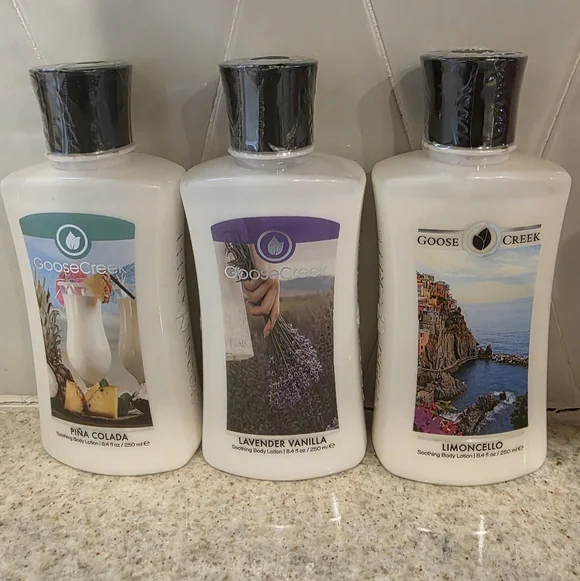 Goose Creek Body Lotion Set Of 3 - Pina Colada, Lavender Vanilla, Limoncello - Picture 9 of 9